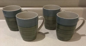 Set of 4 Pier 1 Pier One Blue & Green Swirl Stoneware Coffee Tea Mugs EUC - Picture 1 of 7