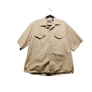 LANDS'END Shirt Men's Size LARGE Khaki Thick button down 100% Cotton Flap Pocket - Picture 1 of 12