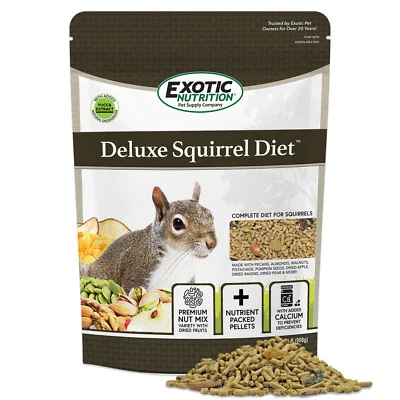 EXOTIC NUTRITION Deluxe Squirrel Diet (2 lb.) - High Protein Pellets For Captive & Pet Squirrels