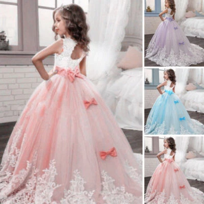 Wedding Flower Girl Dress Communion Party Prom Princess Pageant Bridesmaid Gown - Image 1 of 4