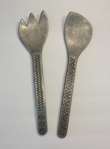 Wilton Armetale Salad Serving Fork And Spoon Reggae Zig Zag Swirl Style - Picture 1 of 7