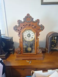Seth Thomas Gingerbread Kitchen Parlor Mantel Table Shelf Clock Running With Key - Picture 1 of 24