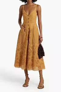 SALONI Stunning Womens Designer Fara Broderie AnglaiseMidi Size Size 10 - Picture 1 of 8