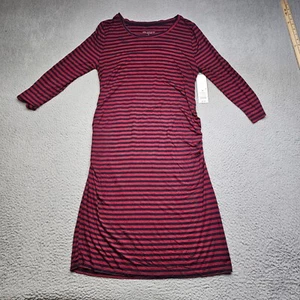 Liz Lange Maternity Dress Adult Medium Red Striped Fitted Stretch Womens - Picture 1 of 19