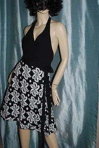 $468 Diane Von Furstenberg DVF Amelia Black Giant Leaf Floral Halter Wrap Dress - Imagen 1 de 6