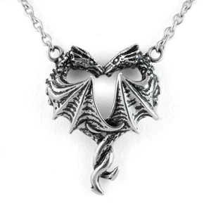 Dragon Necklace Heart couple Pendant stainless steel by controse - Picture 1 of 7