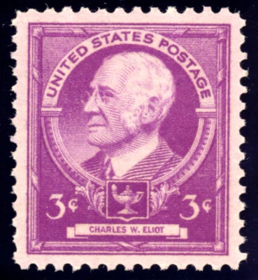 US 871 3c American Educators 1940 Charles W. Eliot PSAG grade 100 NH - Image 1 of 3