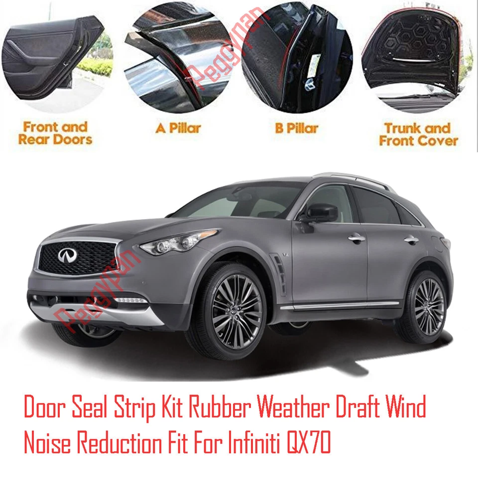 Door Seal Strip Kit Rubber Weather Draft Wind Noise Reduction For Infiniti QX70 - image 1 of 4