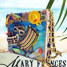 Vintage Mary Frances Beach Beaded Handbag 9" in  Purse - Palm tree Beach Summer