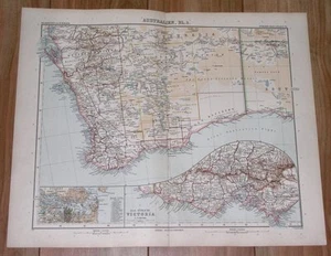 1905 ANTIQUE MAP OF WESTERN AUSTRALIA PERTH / SYDNEY VICTORIA MELBOURNE INSET  - Picture 1 of 3