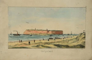 Carl Lill 1807-1879 Hamburg / Lithographie altkoloriert "Helgoland" Dampfschiff - Bild 1 von 12