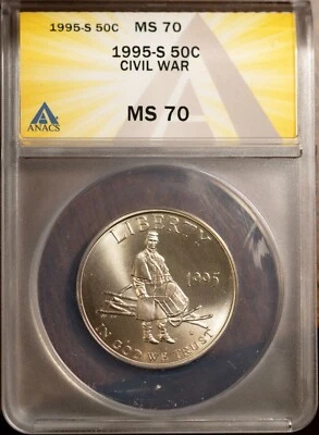 1995-S 50c Clad Civil War MS 70 New ANACS # 7472343 + Bonus - Image 1 of 2