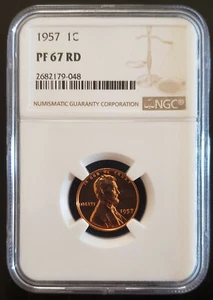 1957 Proof Lincoln Penny 1C, Graded PF67 RD - Picture 1 of 2