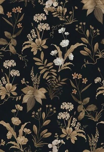 Black Gold Floral Wallpaper Self Adhesive Flower Vinyl Cabinet Sticker 17.3"X118 - Picture 1 of 8