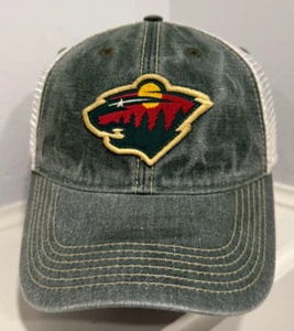 Minnesota Wild Legacy Mesh Snapback Hat Cap Distressed White/Green - Picture 1 of 7