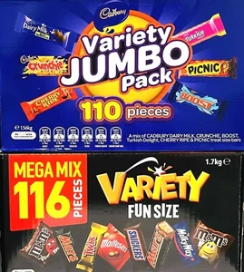 Mars 116 VARIETY MIX &/ Cadbury 110 VALUE JUMBO Pack Milk Chocolate Wholesale - Picture 1 of 12