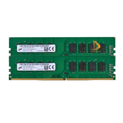 Micron 2x 16GB 2RX8 PC4-2400T DDR4 19200MHz 288Pin UDIMM Desktop Memory RAM - Image 1 of 4