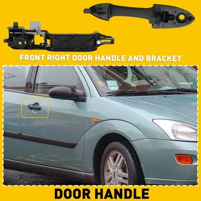Manija y soporte de puerta lateral derecha derecha derecha negro para Ford Focus 2000-2007 Foto 1 de 4