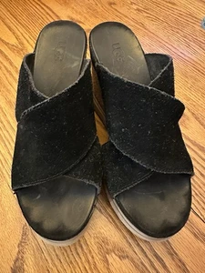UGG schwarzer Wildleder Keilabsatz Schuh Größe 6,5 - Bild 1 von 7