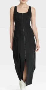 NEW Universal Thread Black Denim Maxi Corset Dress Size 12 - Picture 1 of 2