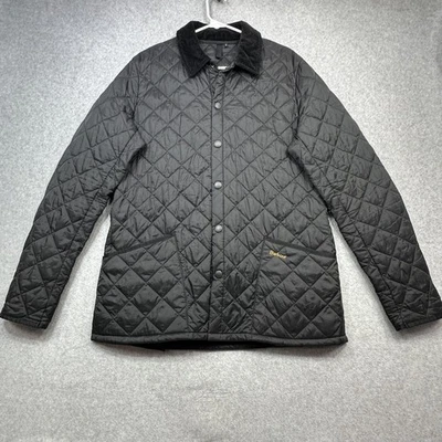 Chaqueta acolchada Barbour Heritage Liddesdale para hombre grande negra acolchada abrigo de pana Foto 1 de 4
