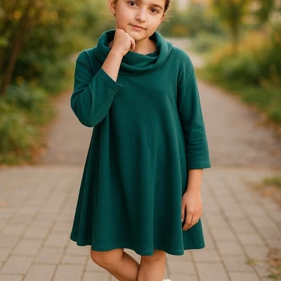 Vestido Old Navy Meninas Tamanho 5T Verde Floresta Escura Gola Capuz Suéter Malha Férias NOVO - Imagem 1 de 4