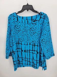 Ali Miles Oberteil Damen Large blau schwarz abstrakter Druck 3/4 Arm künstlerischer Pullover - Bild 1 von 11