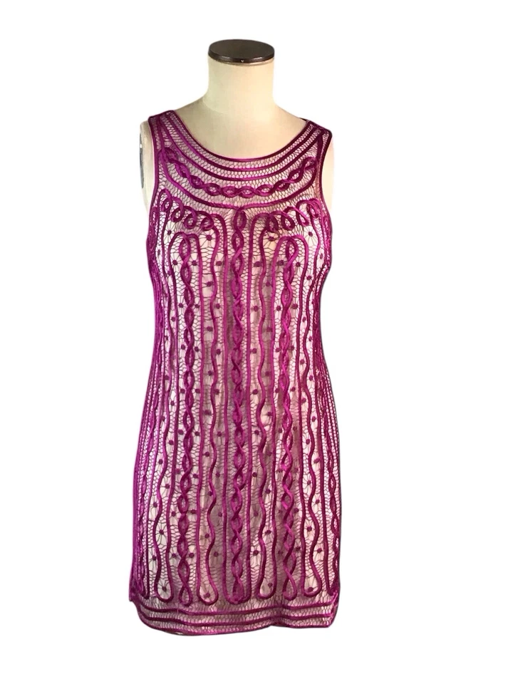 Vestido Ali Ro Rosa Hilo de Seda Beige, Talla 4, Usado en Excelente Condición Foto 1 de 4