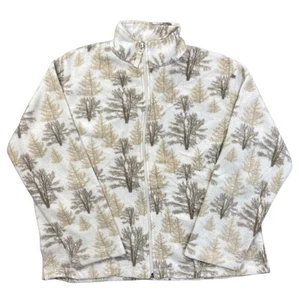 Vintage Abstract White Fleece Jacket Crazy Polar Womens Large - Picture 1 of 5
