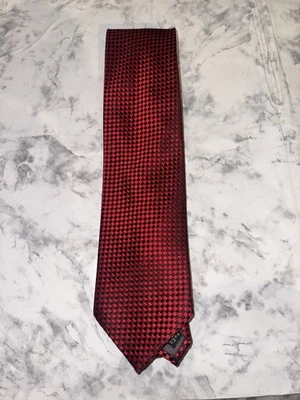 "Corbata vintage Valerio Garati 100 % seda hecha a mano roja italiana geométrica 55"" x 3,75""" Foto 1 de 4