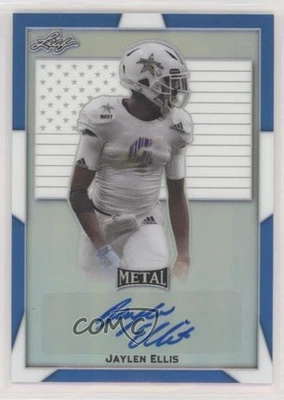 2019 Leaf Metal US Army All-American Bowl Flag Blue /12 Jaylen Ellis Auto - Image 1 of 2