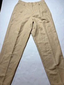 Liz Claiborne Beige Linen Blend Pleated High Waisted Spring Pant Size 12 Sports - Picture 1 of 8