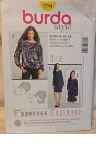 Burda 7294 Misses Dress Shirt Top Tunic Blouse Sewing Pattern Size 10-22 Uncut - Picture 1 of 3
