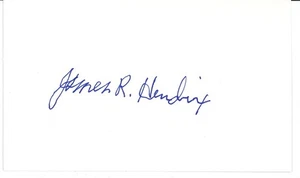 Tarjeta indexada firmada por James Hendrix destinataria de la Medalla de Honor de la Segunda Guerra Mundial O&E - Imagen 1 de 1
