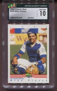 1992 CLASSIC BEST - MIKE PIAZZA #345 - SAN ANTONIO MISSIONS - CGC 10 GEM MINT - Picture 1 of 2