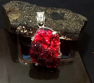 Ciondolo Argento Massiccio 925 PAINITE Naturale Certificato EGL 86,10 Ct Pietra Preziosa Sciolta - Foto 1 di 11