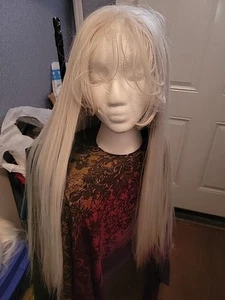 Glue Less Lace Front Wig Long Straight Synthetic Hair Platinum blonde 26 In.b11 - Picture 1 of 15