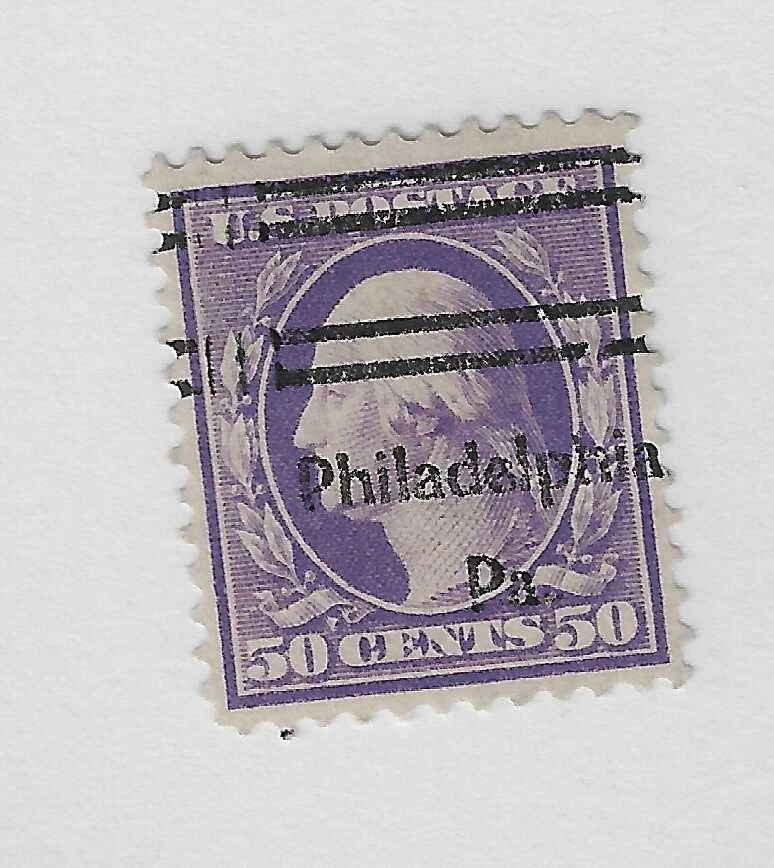 US Scott # 341, 50  cents violet,Washington, pre-cancel, 1909, XF+, cv. $230 - Image 1 of 2