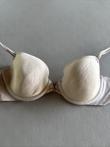 Victoria's Secret Women Bra 32D Beige Lined Demi Bra Underwire T-Shirt - Picture 1 of 3