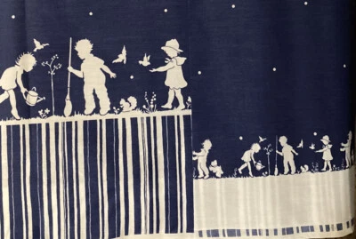 Daisy Kingdom Fabric Sweet Silhouettes Blue Negative Border Garden Scotty 4.5 岁 — 第 1/4 张图片