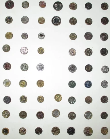 CARD LOT ANTIQUE VICTORIAN MIXED METAL BUTTONS - AUSTRIAN TINIES FLOWERS TINTS+ Cover