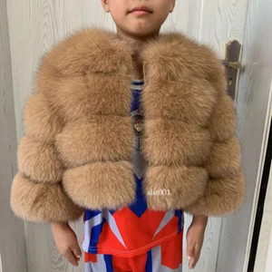 Children's Fur Jacket Real Fox Fur for Girls and Boys Aged 1-13 Years Old Kids - Picture 1 of 40