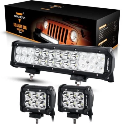 12"inch 72W+4" 18W LED Light Bar Work SPOT FLOOD 4WD CAR ATV SUV+ Wiring Kit 14 - Image 1 of 4