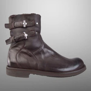 CESARE PACIOTTI SHEARLING LEATHER BOOTS US 8.5 ITALIAN DESIGNER MENS SHOES - Picture 1 of 12