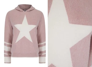 Ladiess F&F Pink Star Print Hoody Lightweight Jumper Top Sizes 6 8 10 12 14 - Picture 1 of 11