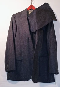 43 LANGER Herren Zweiteiler Anzug GRAU/BLAU Wolle SAKS 5TH AVE flach ohne Bündchen SCHARF - Bild 1 von 7