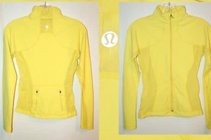 LULULEMON CATCH ME AIR JACKET MESH SIDES Bright Yellow Zip Back Pocket RARE - Picture 1 of 13