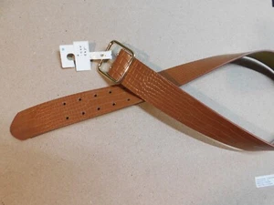 Cinturón de clavija central doble mediano para mujer, coñac - Imagen 1 de 3
