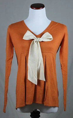 Nuevo con etiquetas*VICTORIA SECRET*SEDA*SUÉTER CUELLO EN V*MELOCOTÓN/CALABAZA SÓLIDO*TALLA M*RT $85 Foto 1 de 4