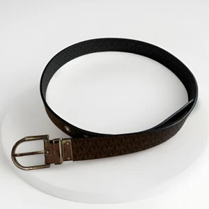 MICHAEL KORS Women’s Belt Twist Reversible DARK BROWN MK Logo Size Medium 34” - Picture 1 of 6